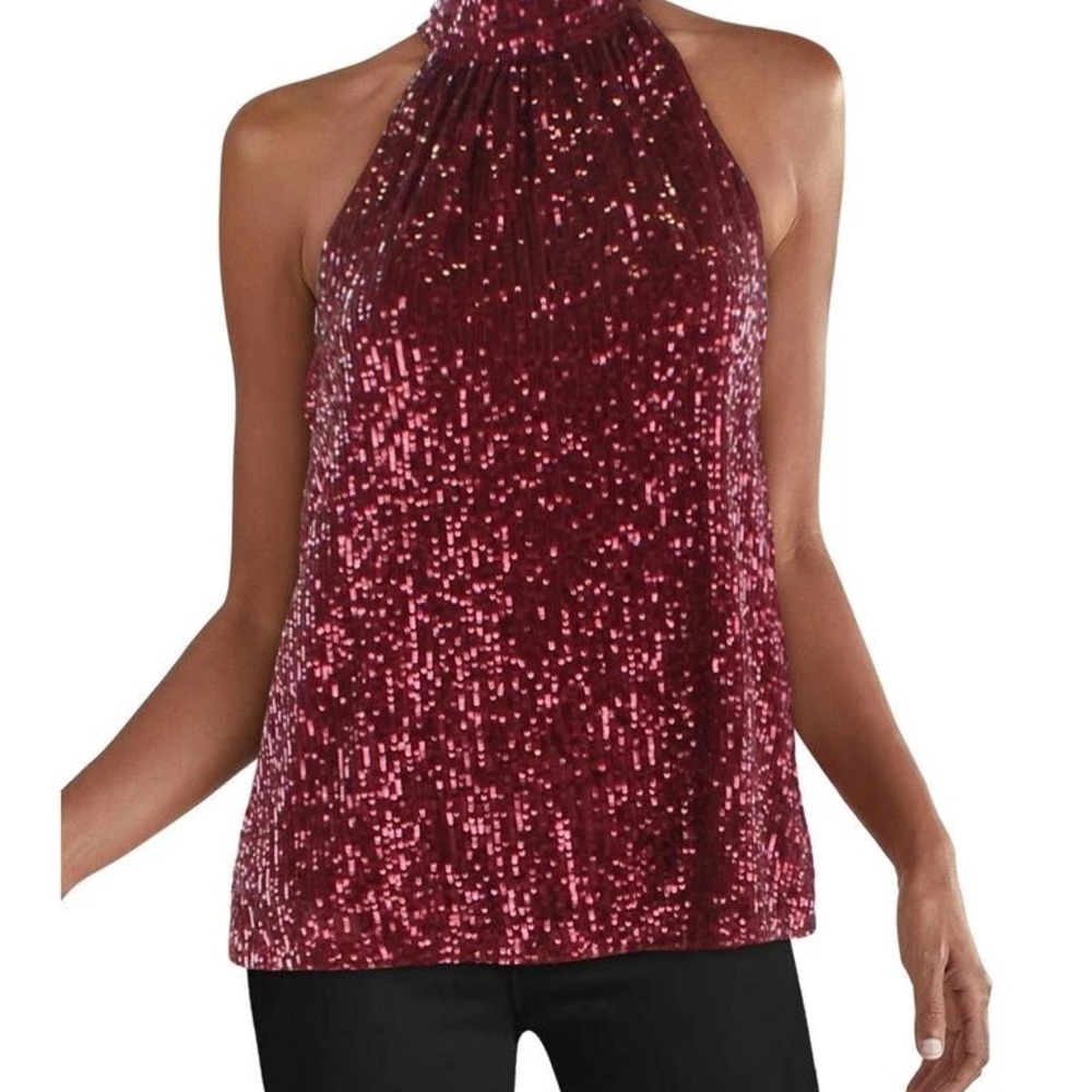 New with tags Vince Camuto Burgundy Sequin Halter Top